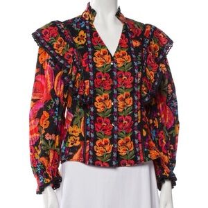 FARM Rio Vibrant Floral Blouse with Ruffle Detail